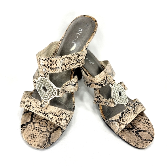 Nicole Olympia Snake Print, Strappy, Open Toe Heeled Sandal. Women's 7M - Picture 11 of 14